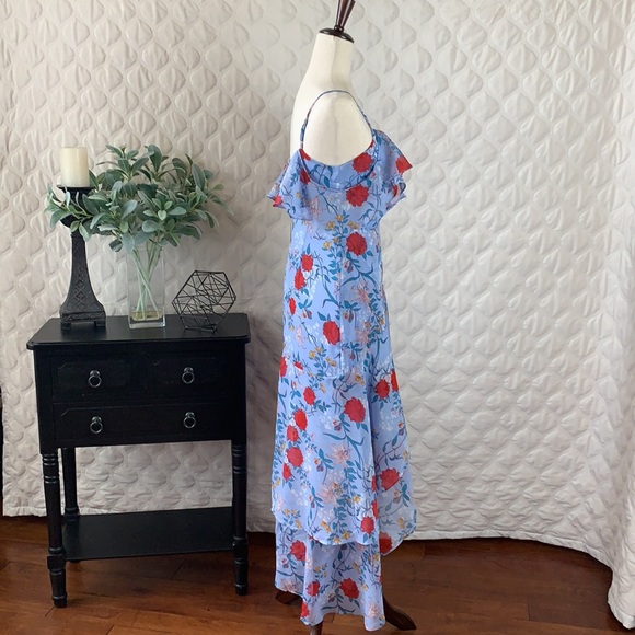 Bardot Blue Chiffon Floral Maxi - size 4 & 12 - Picture 4 of 11